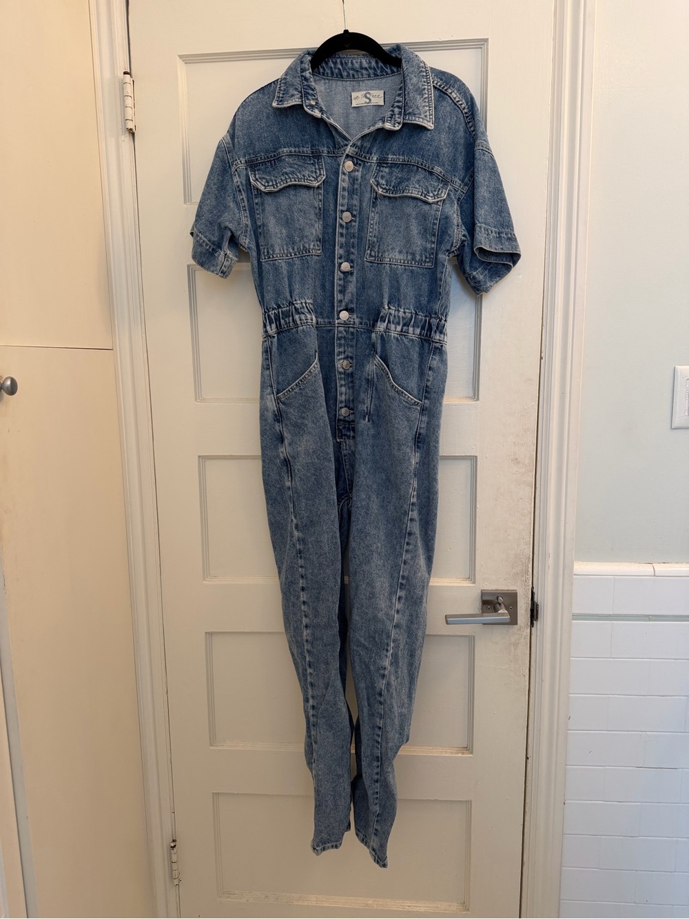 Free People Light Wash Denim Jumpsuit